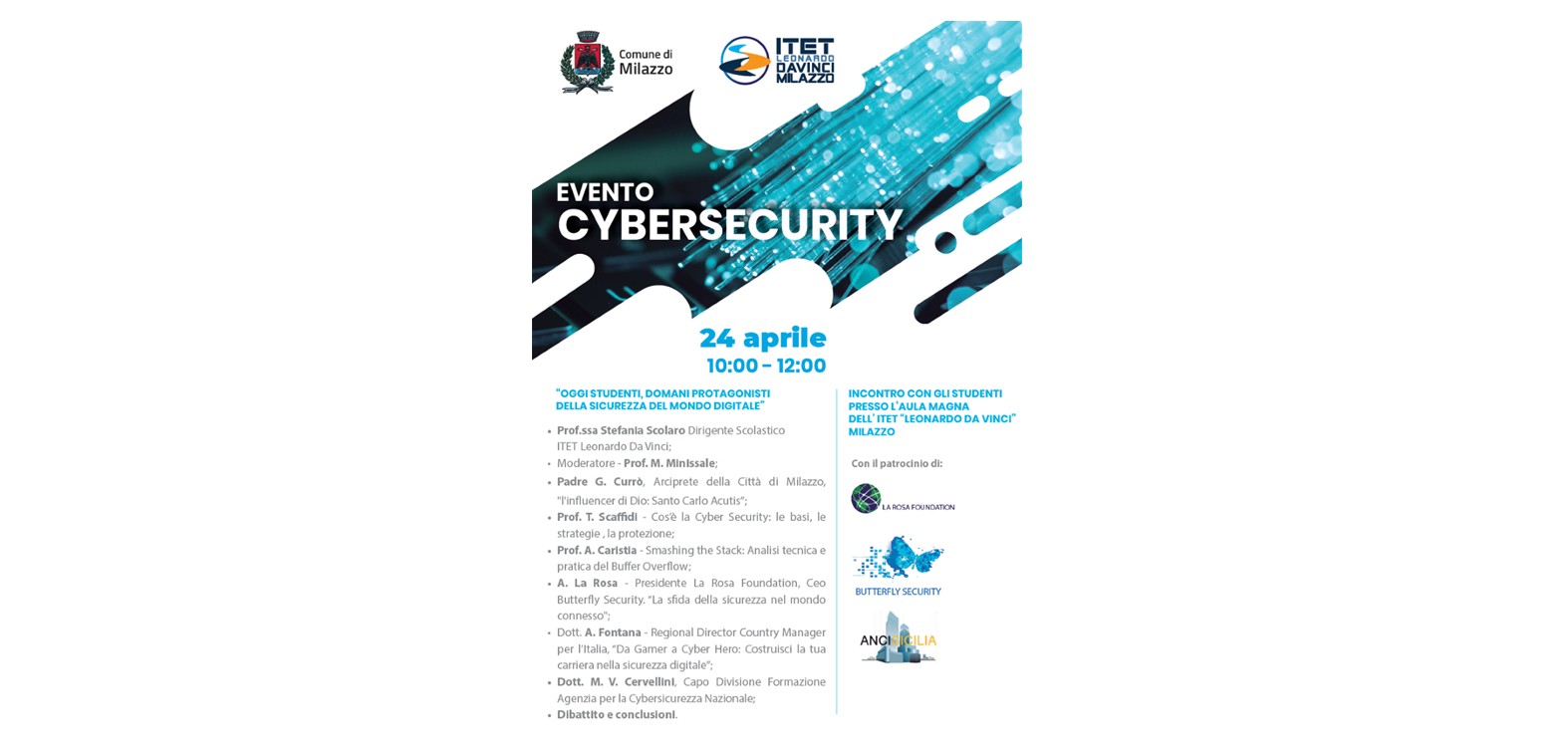 24 Aprile 2026 Aula Magna - Incontro formativo Cybersecurity